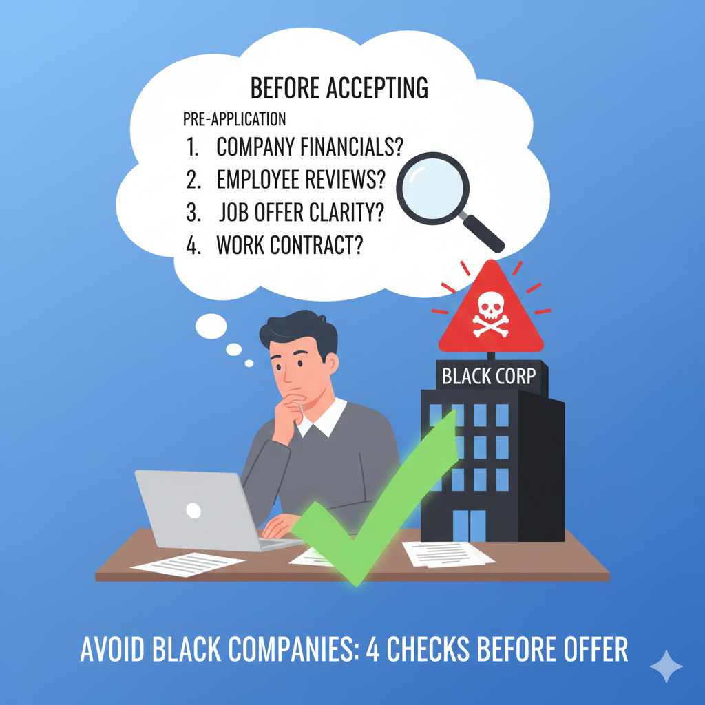 ブラック企業に転職しないために、内定承諾前に4項目を調査