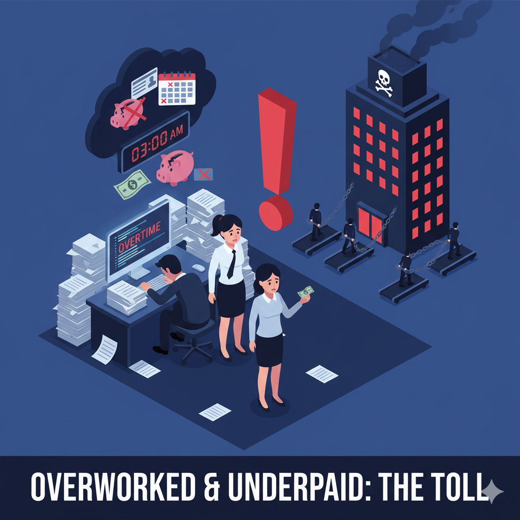 過重労働や低賃金で、従業員を働かせる